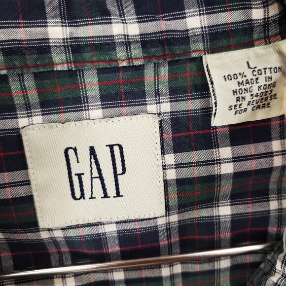 Gap Shirt Mens Large Multicolor Plaid Long Sleeve Casual Cotton Button Down Top - Picture 6 of 6